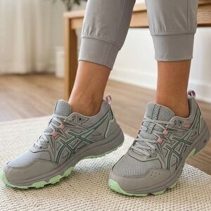 Asics Gray and White Knit Sneakers